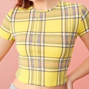 Yellow Ginger Plaid Cropped Top